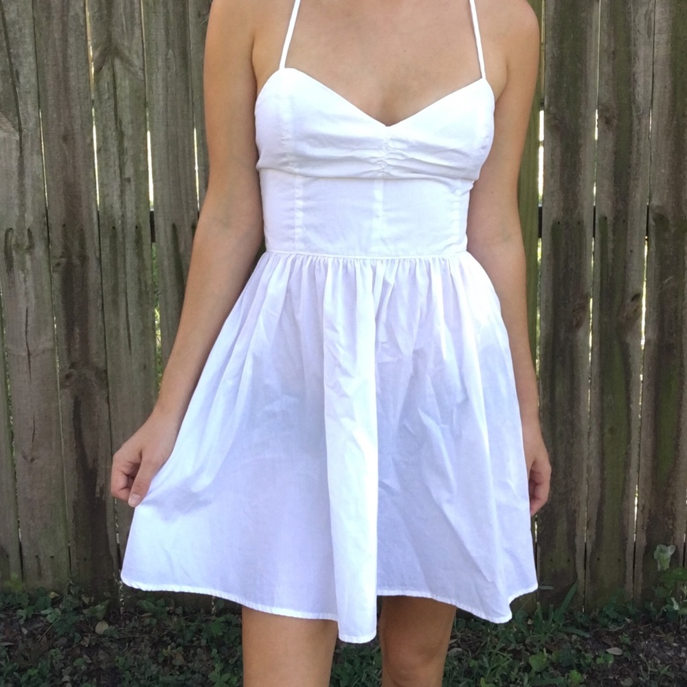 AA white lace up dress